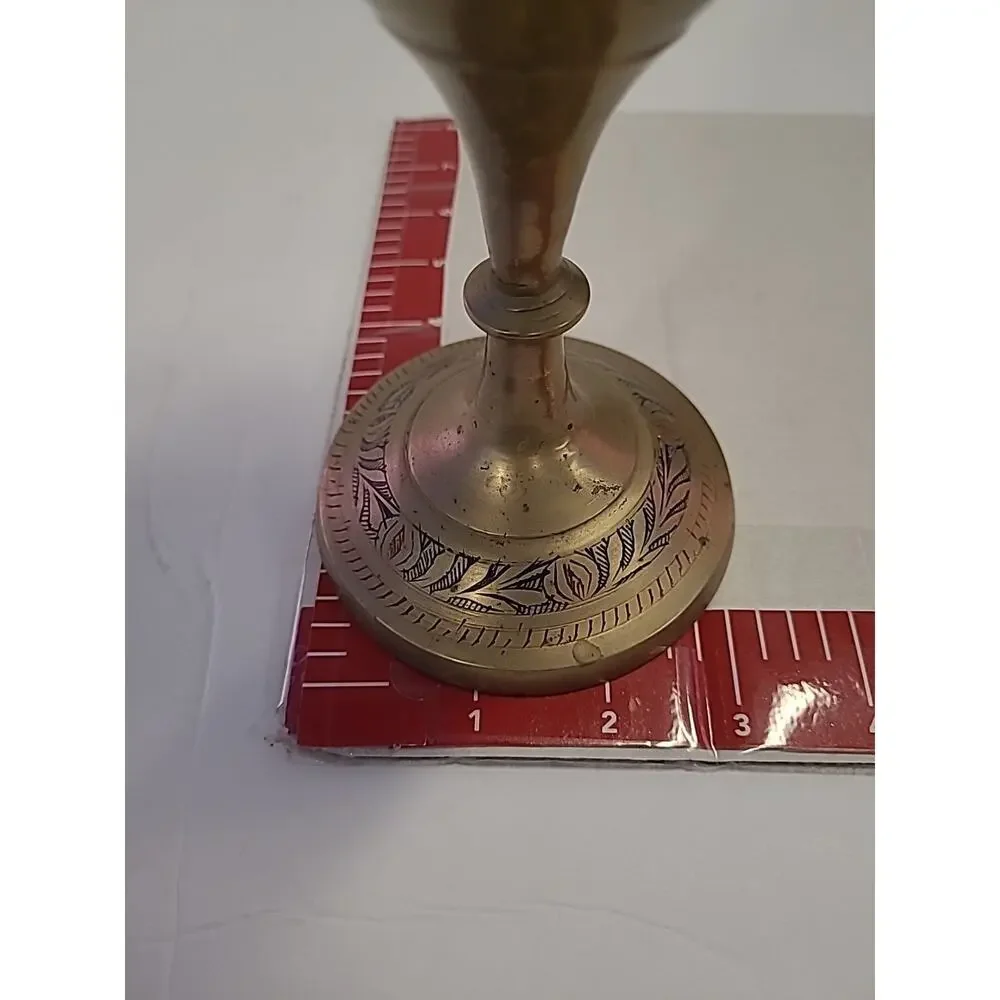 Vintage Brass Vase Handmade Etched Solid Floral Design Color Engraved Decor 12
